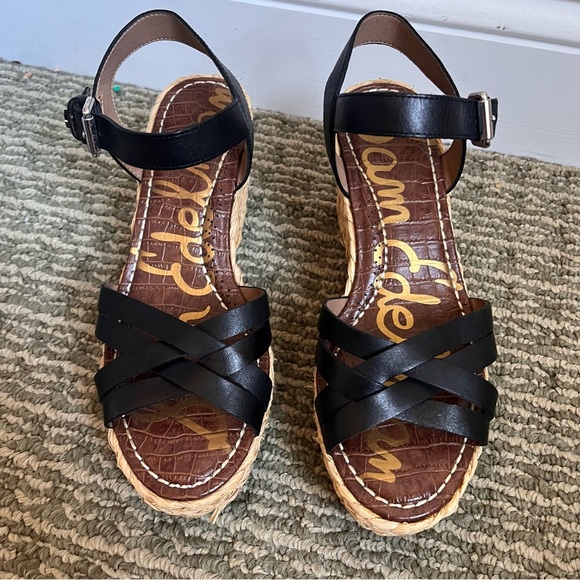 Sam Edelman Womens Black Espadrilles Wedges Sz 8 - Picture 3 of 11